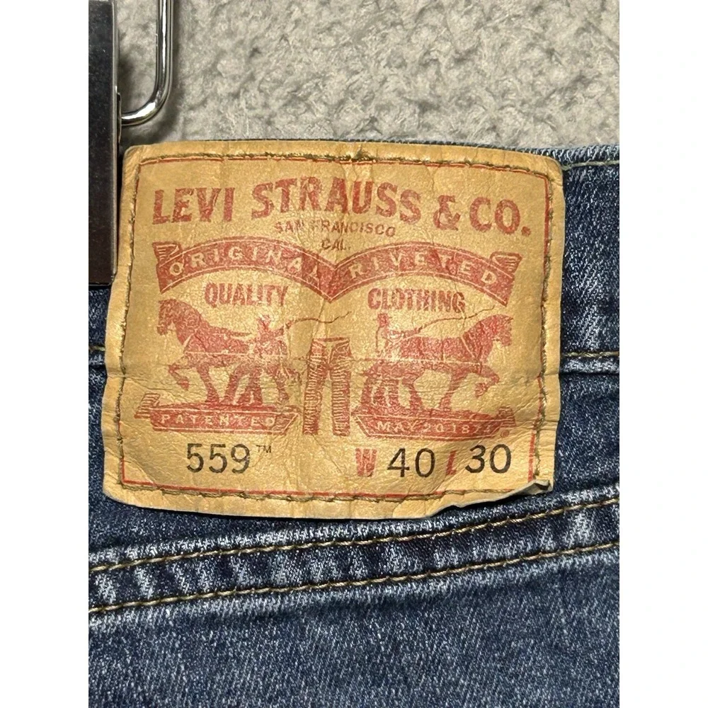Levis 559 Relaxed Straight Leg Jeans Men 40x30 Blue Denim Cotton Dad‎ Jeans (2)